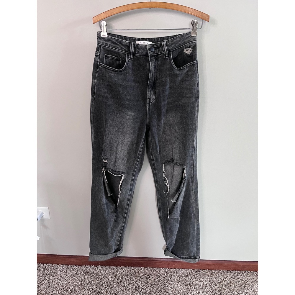 PacSun 90s‎ Boyfriend High Waisted Distressed Black Jeans Size 27